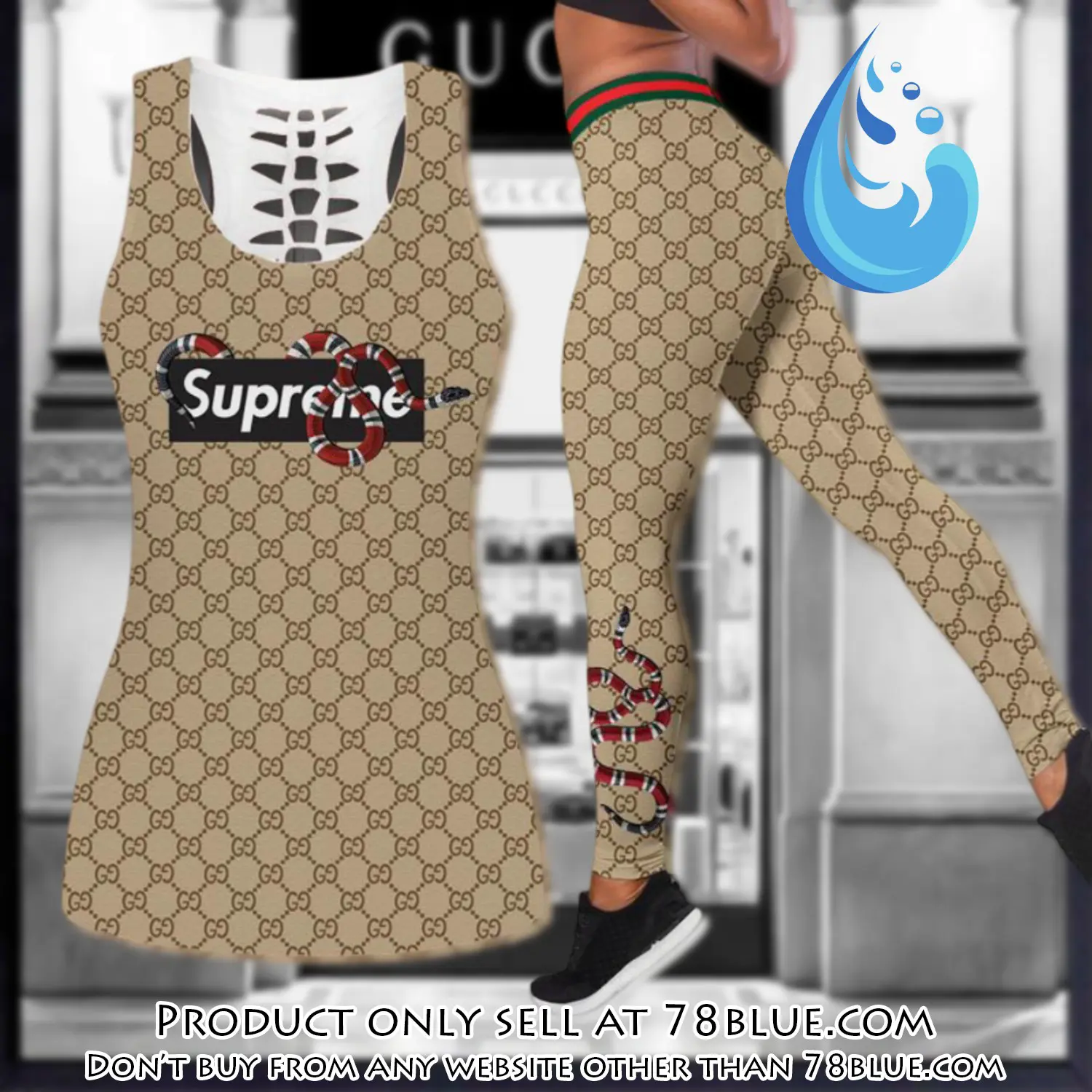 Gucci snake tank top leggings set luxury brand for women yoga gym 78b0945705